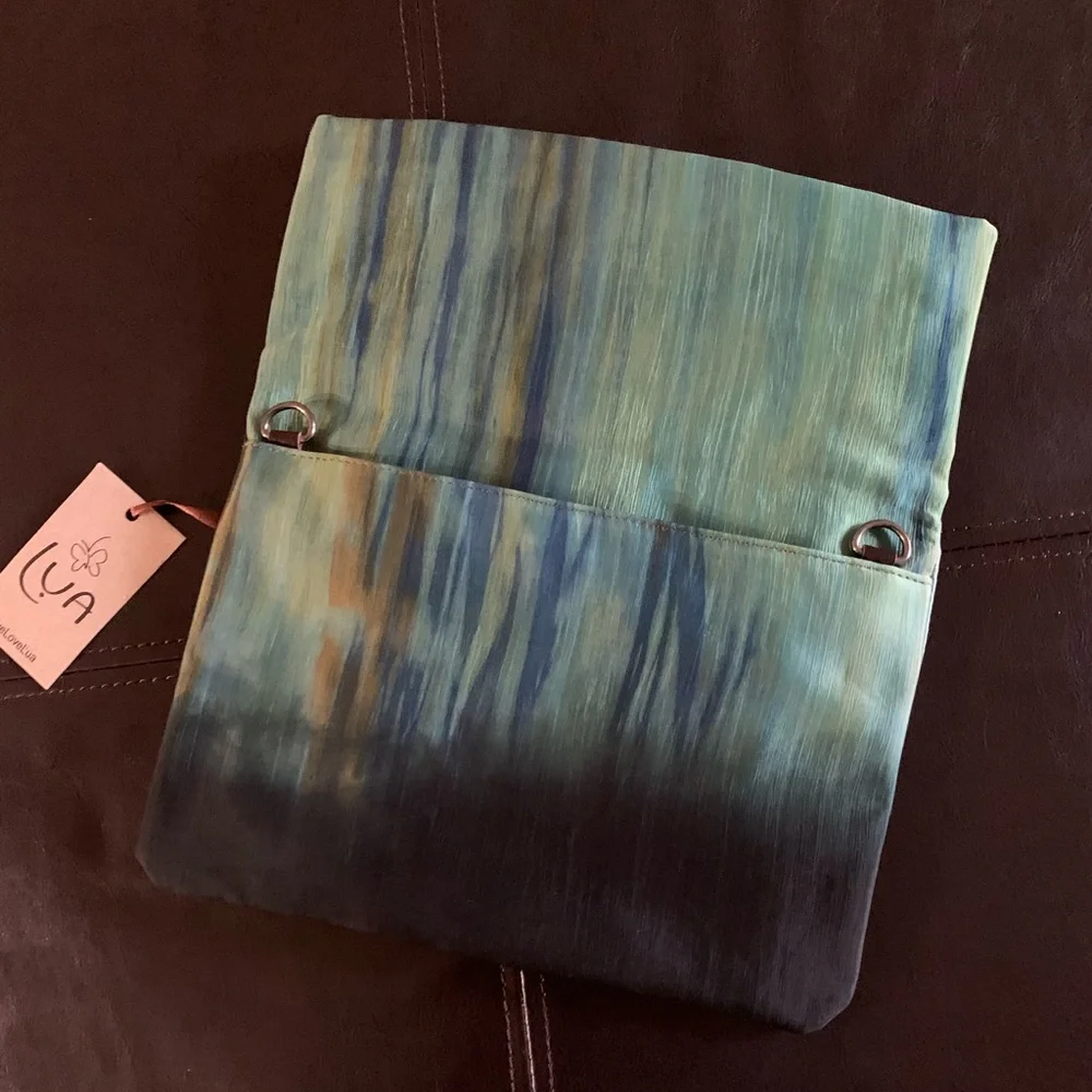 Two-Tone Blue Silk Fold-Over Clutch